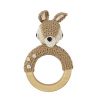 Gehaakte rammelaar bambi met houten bijtring lichtbruin